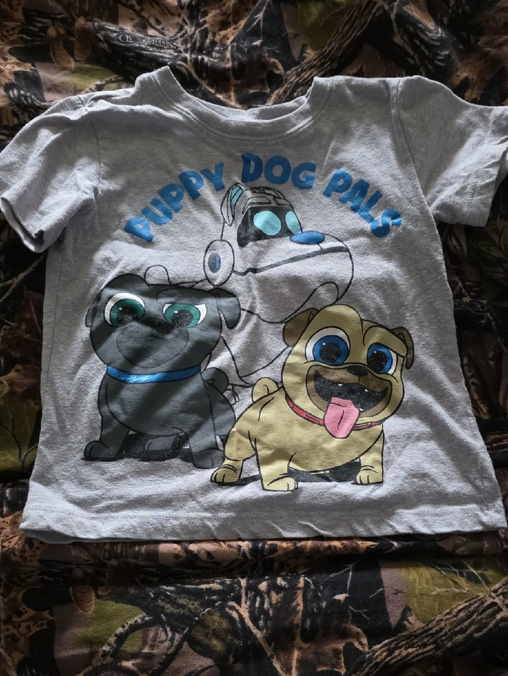 Disney Gray Puppy Dog Pals Short Sleeve Tee with Black and Tan Pups